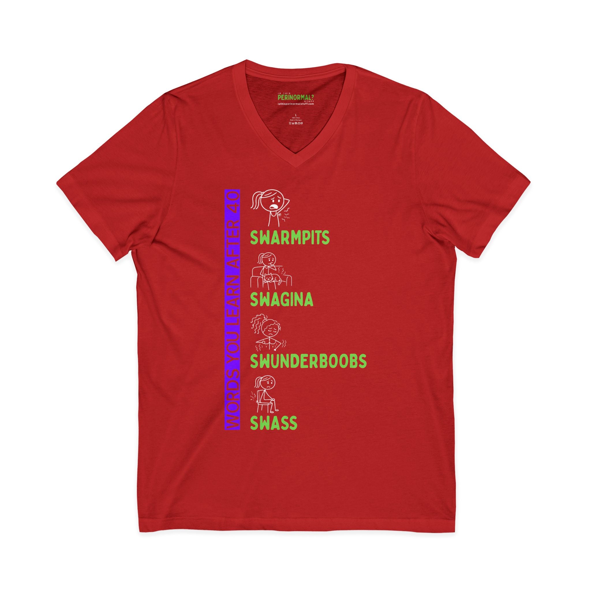 V-Neck Tee | “Words You’ll Learn After 40” Funny Milestone Birthday Shirt