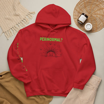 Is This Perinormal? Perimenopause Hoodie | Current Mood sleeve text