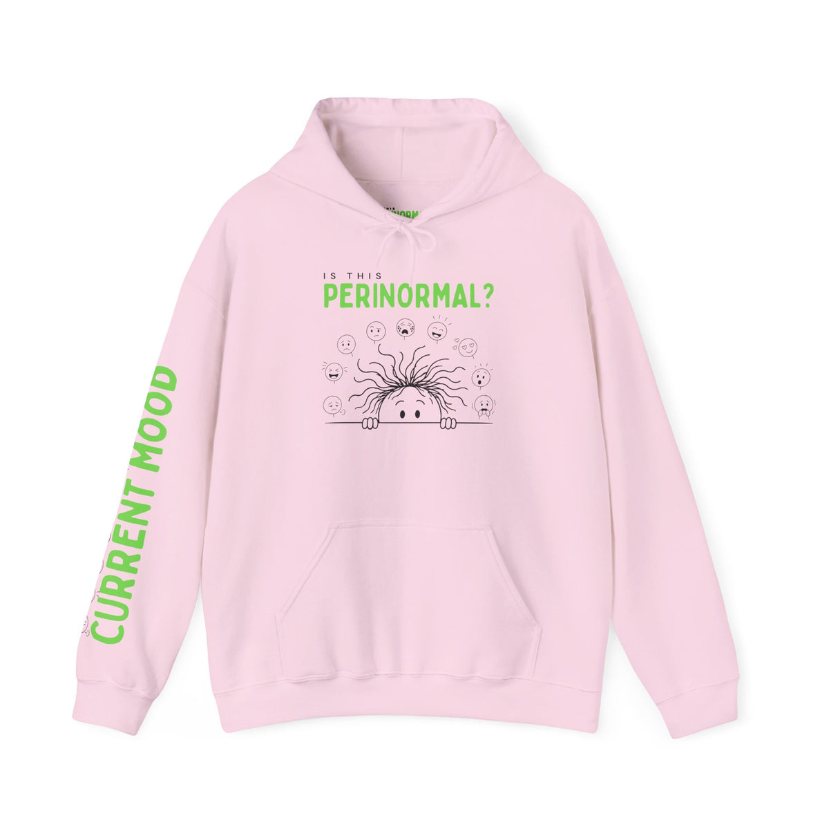 Is This Perinormal? Perimenopause Hoodie | Current Mood sleeve text