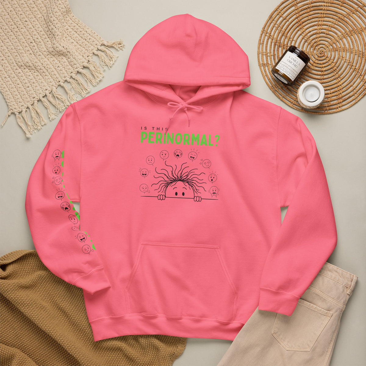 Is This Perinormal? Perimenopause Hoodie | Current Mood sleeve text