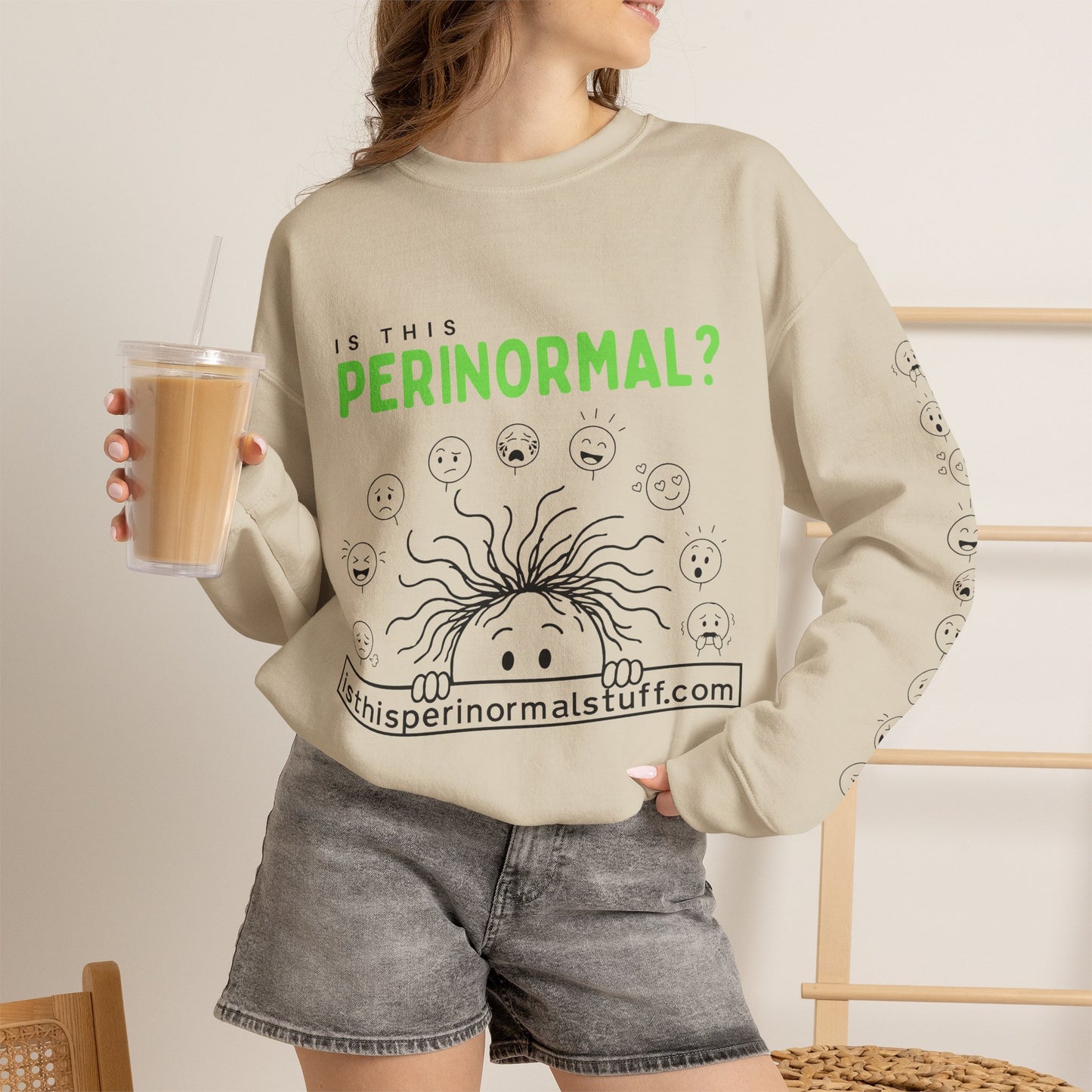 "Is This Perinormal?" Crewneck Sweatshirt — "Do Not Approach", Mood Design