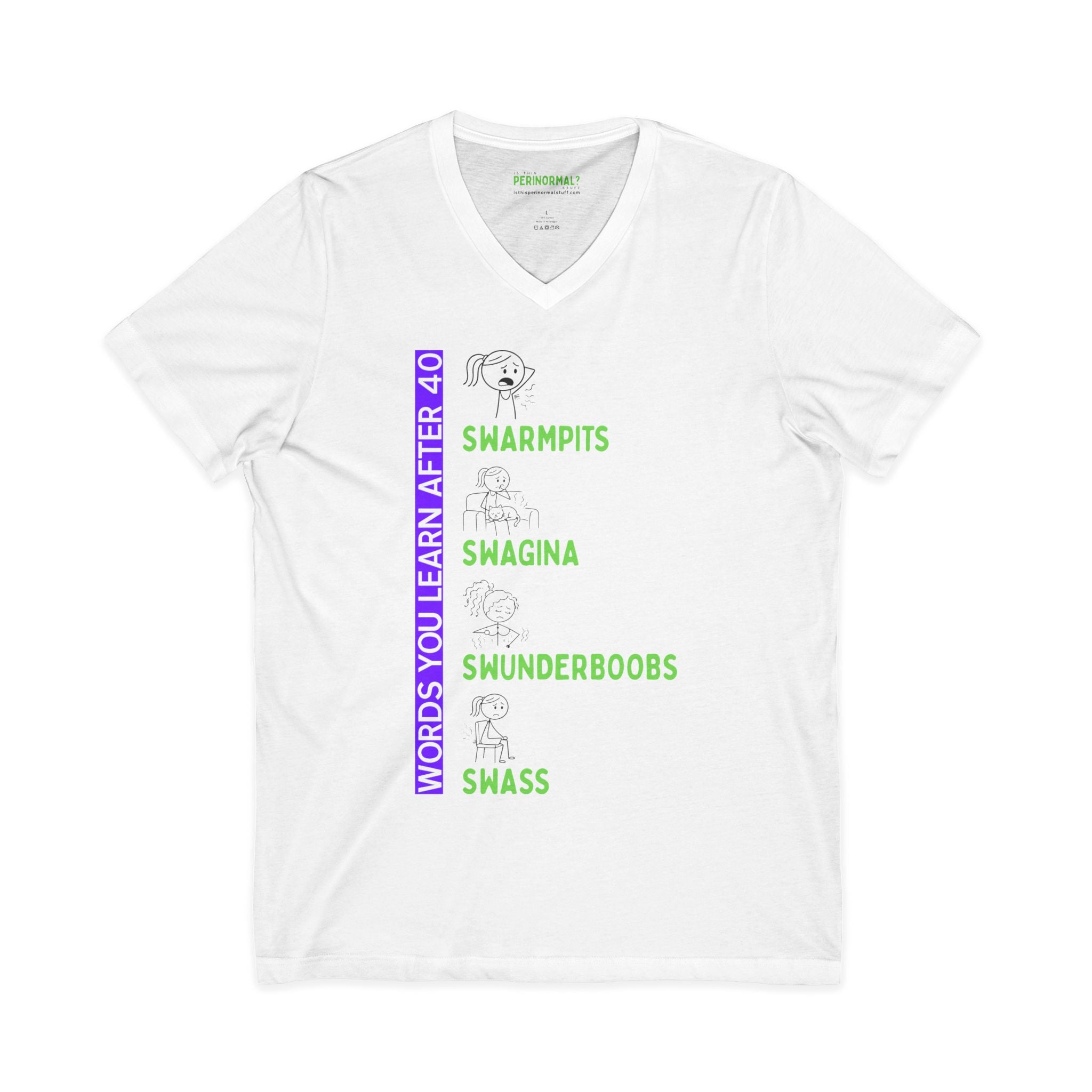 V-Neck Tee — “Words You’ll Learn After 40” Funny Milestone Birthday Shirt