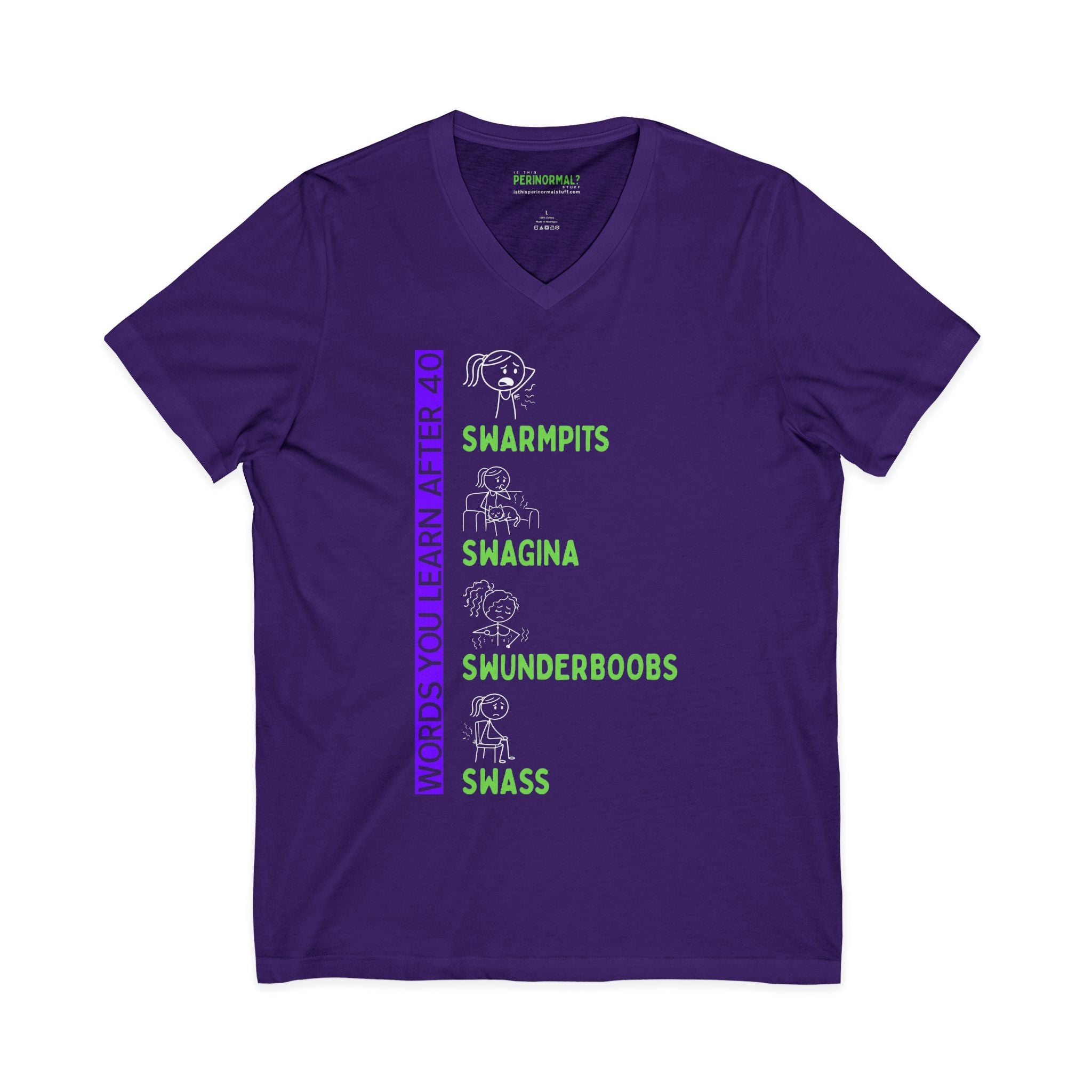 V-Neck Tee | “Words You’ll Learn After 40” Funny Milestone Birthday Shirt