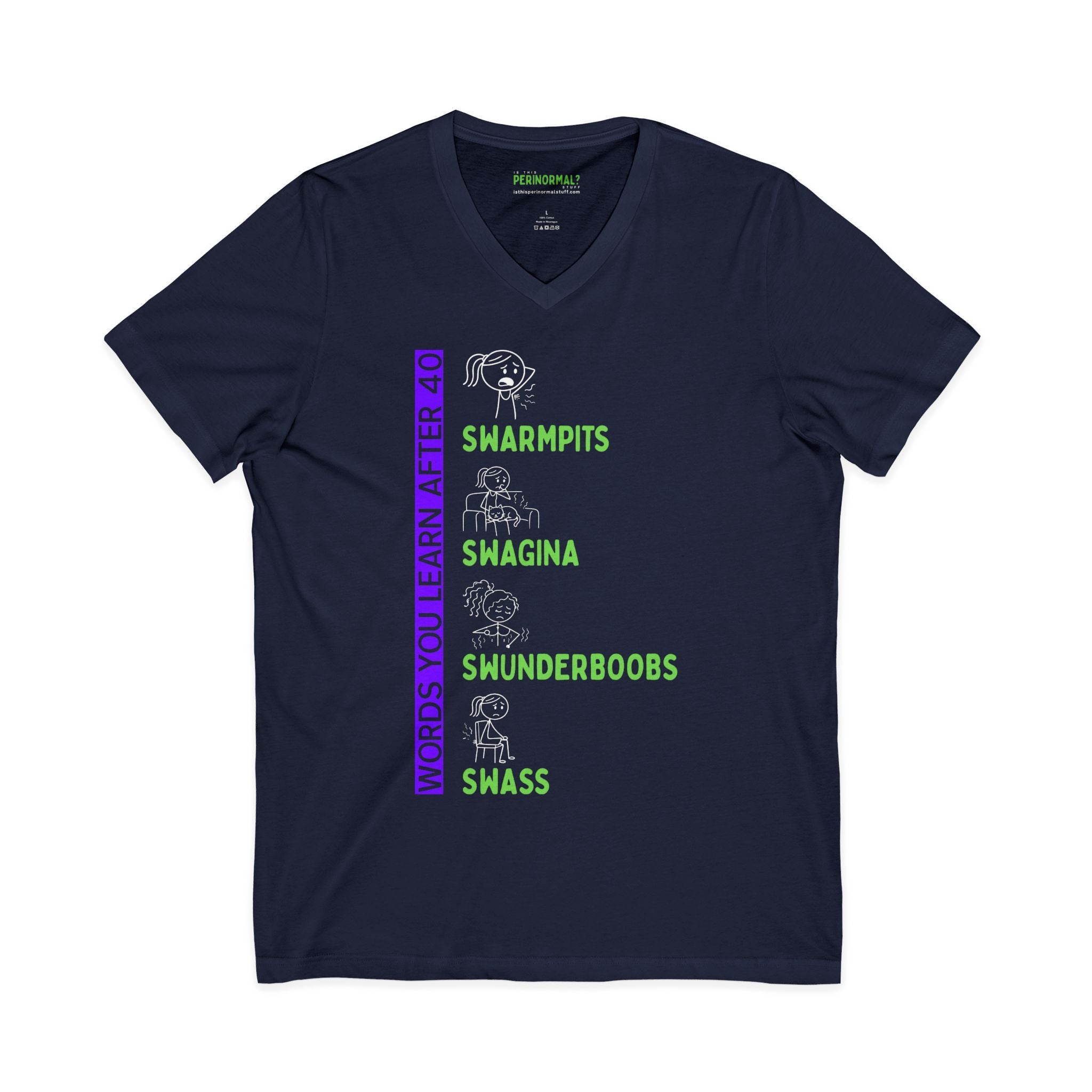 V-Neck Tee | “Words You’ll Learn After 40” Funny Milestone Birthday Shirt