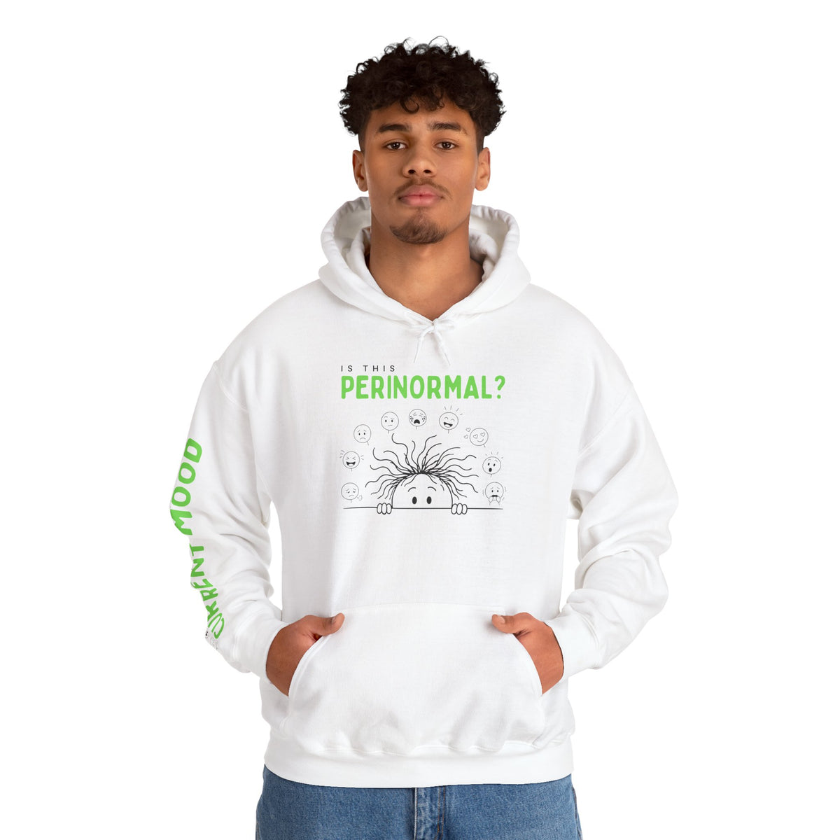 Is This Perinormal? Perimenopause Hoodie | Current Mood sleeve text