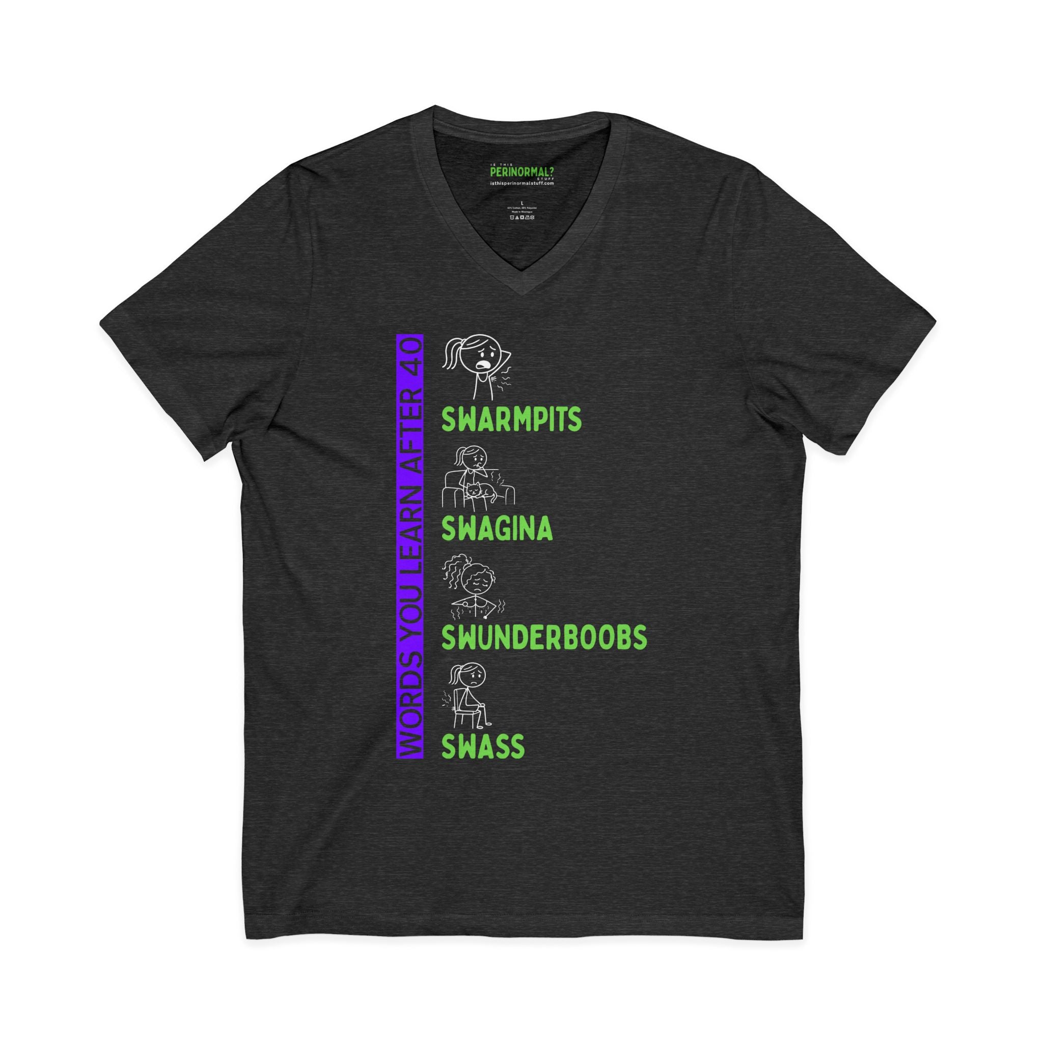V-Neck Tee | “Words You’ll Learn After 40” Funny Milestone Birthday Shirt