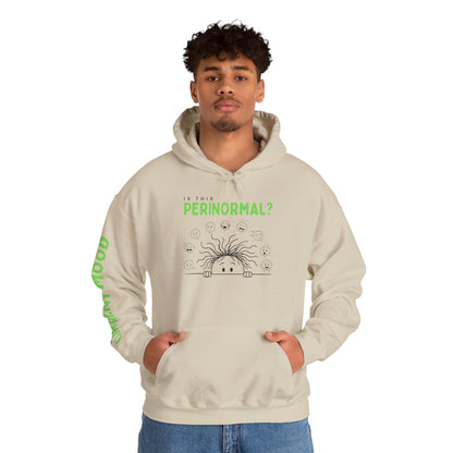 Is This Perinormal? Perimenopause Hoodie | Current Mood sleeve text