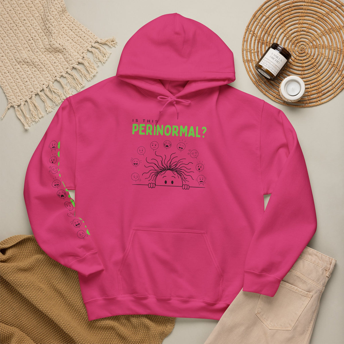 Is This Perinormal? Perimenopause Hoodie | Current Mood sleeve text