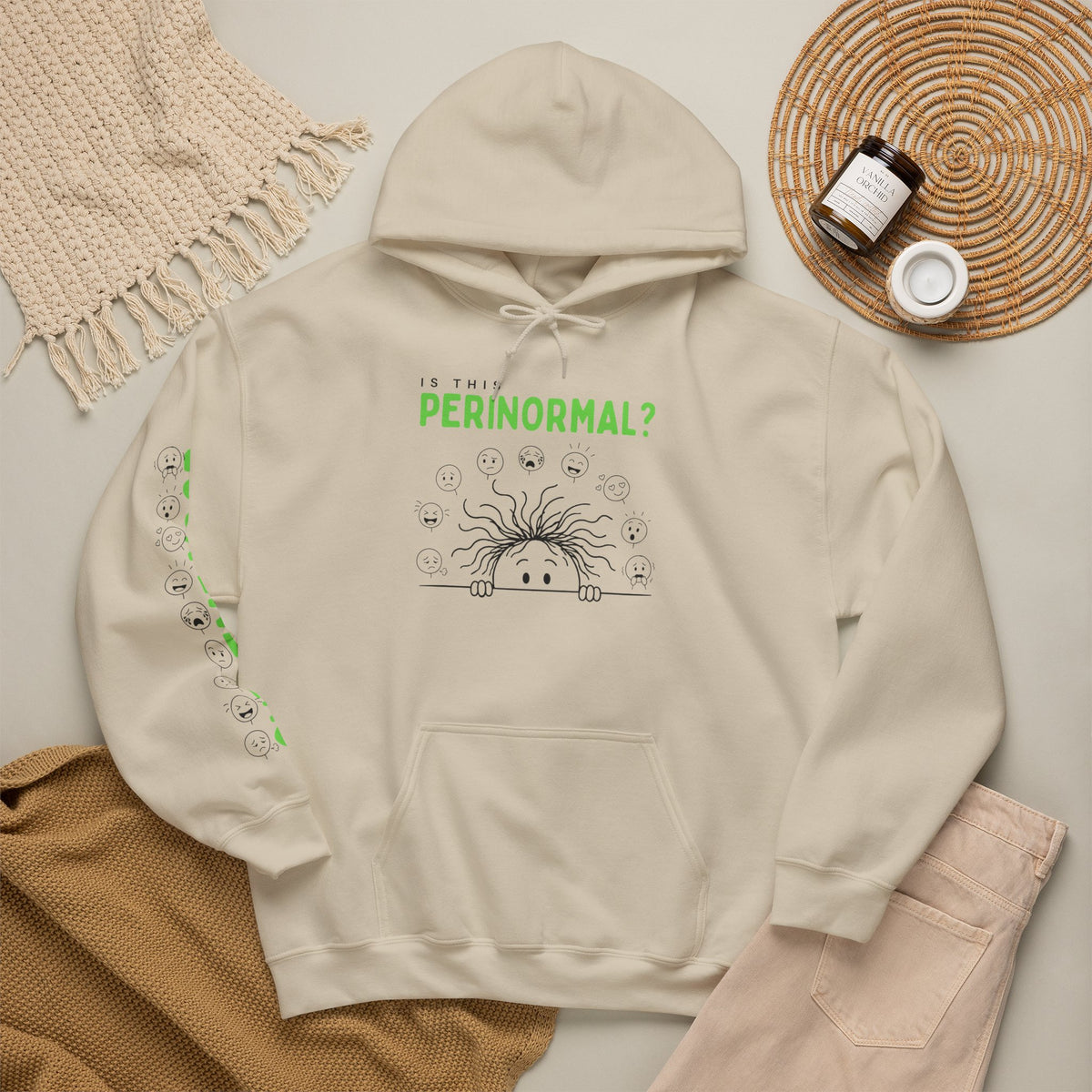 Is This Perinormal? Perimenopause Hoodie | Current Mood sleeve text