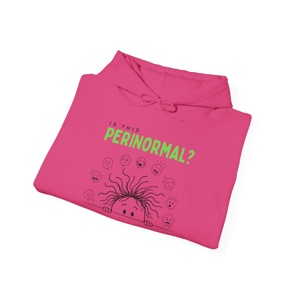 Is This Perinormal? Perimenopause Hoodie | Current Mood sleeve text